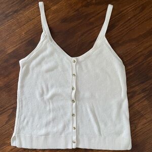 Abercrombie Ivory Button-Up Ribbed Knit Tank Sweater Tank Size Medium